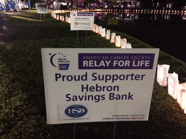 Hebron Savings Bank relay for life yard sign