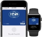 Apple phone and watch with the HSB debit card displayed