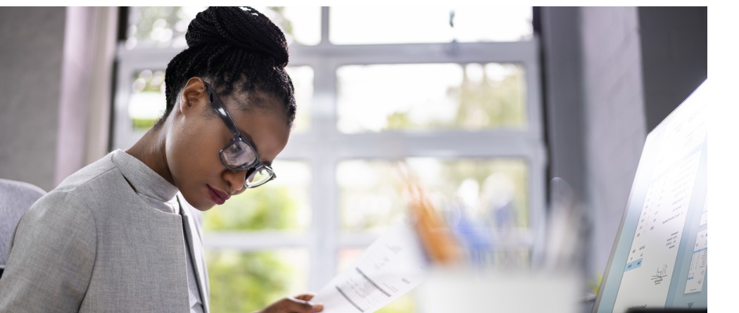 Person reviewing financial statements