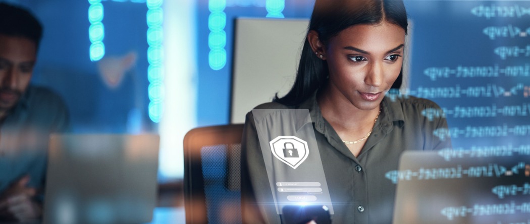 Person on a computer viewing security settings